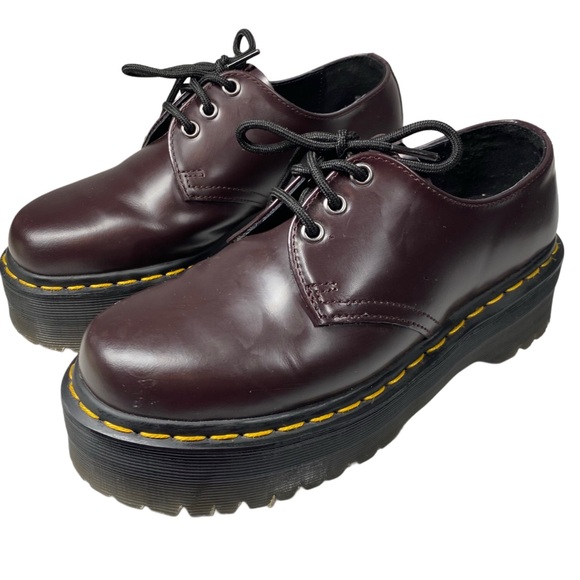 DR MARTIN 1461 SMOOTH LEATHER PLATFORM SHOES BROWN SIZE 7 - Picture 3 of 6